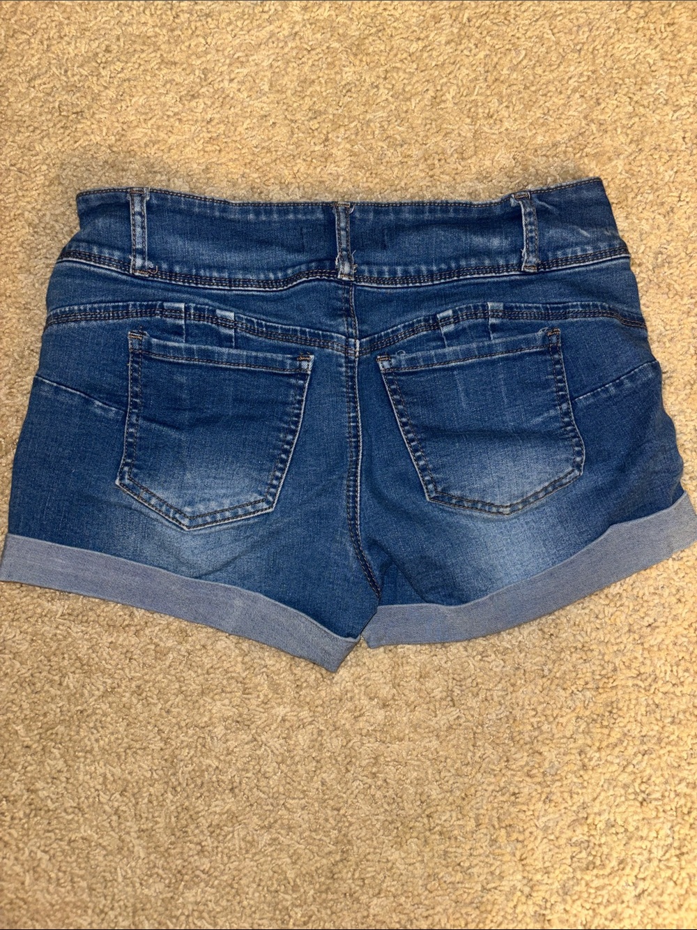 Wax Jean Dark Blue Rolled Hem Denim Shorts - Picture 4 of 4